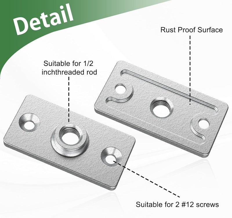 Fengone Fongone 20pcs Galvanized Ceiling Flange Hanger Plate Fits 1/2-inch Threaded Rod, Ceiling Flange Hanger for DIY Plumbing &Industrial Decor ,Galvanized Iron, Wall Mounting - Image 3
